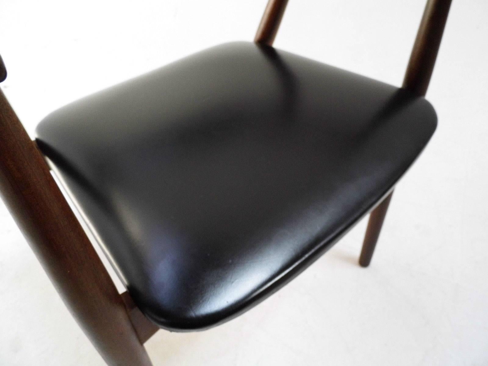Danish Farstrup Teak and Black Vinyl Desk Armchair Mid-Century Chair, 1960s 3