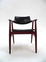 Danish Erik Kirkegaard Teak and Black Vinyl Desk Armchair Midcentury Chair