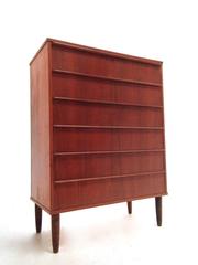 Danish Teak Chest of Drawers Scalloped Handles Midcentury, 1960s
