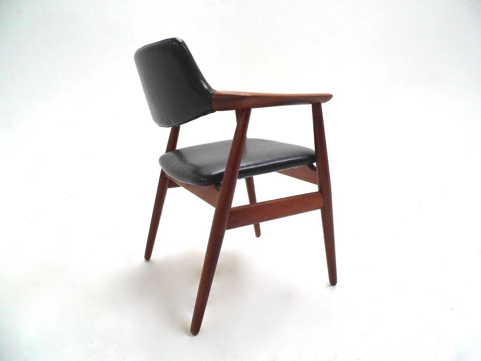 Mid-Century Modern Danish Svend Åge Eriksen Teak Desk Armchair Midcentury Chair 1960s