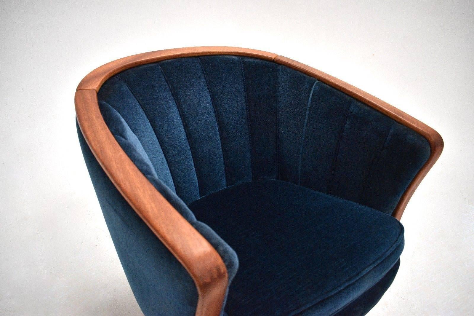 navy blue velvet armchair