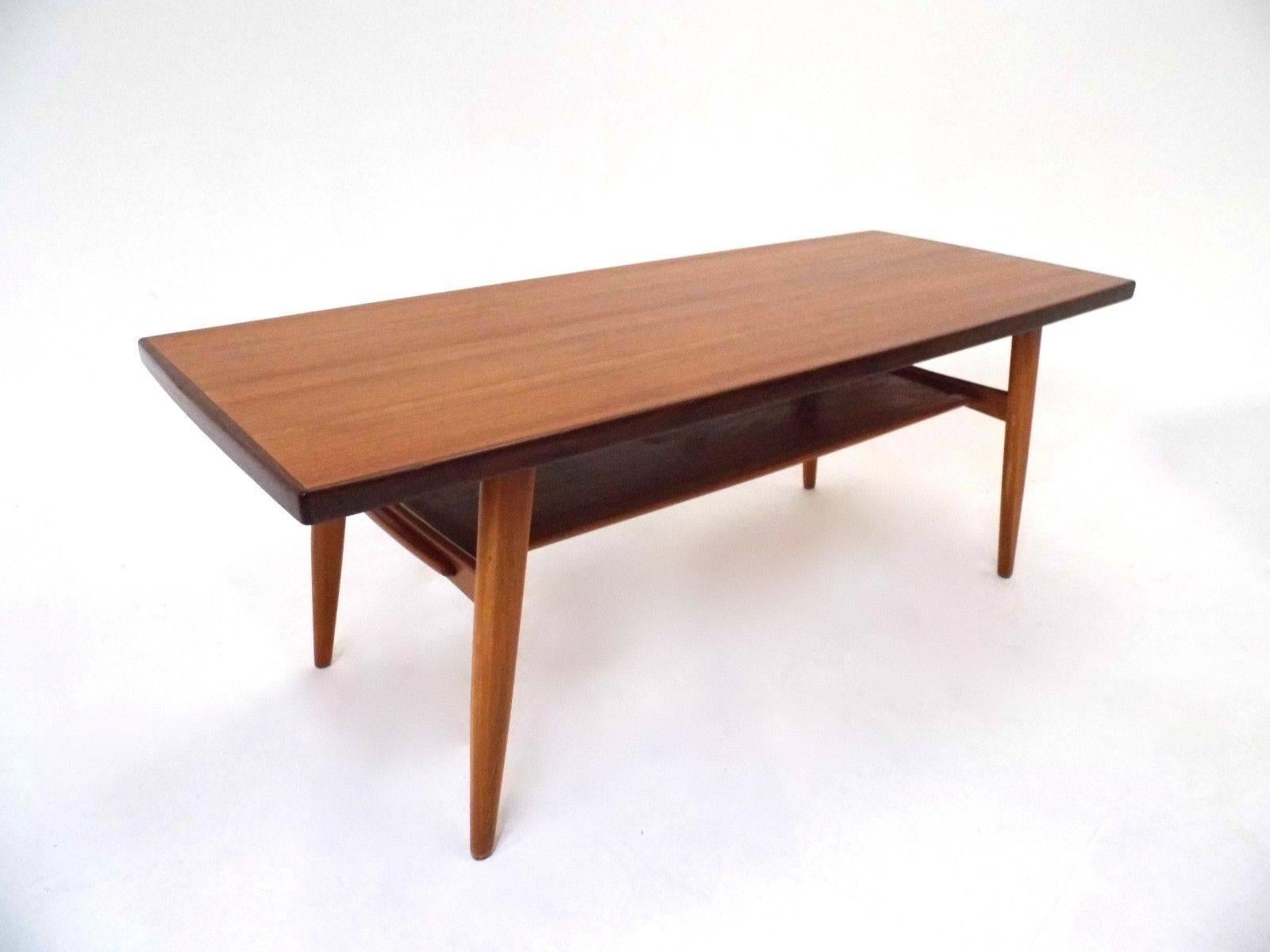 Norwegian Teak Coffee Table with Shelf Midcentury, 1960s 4