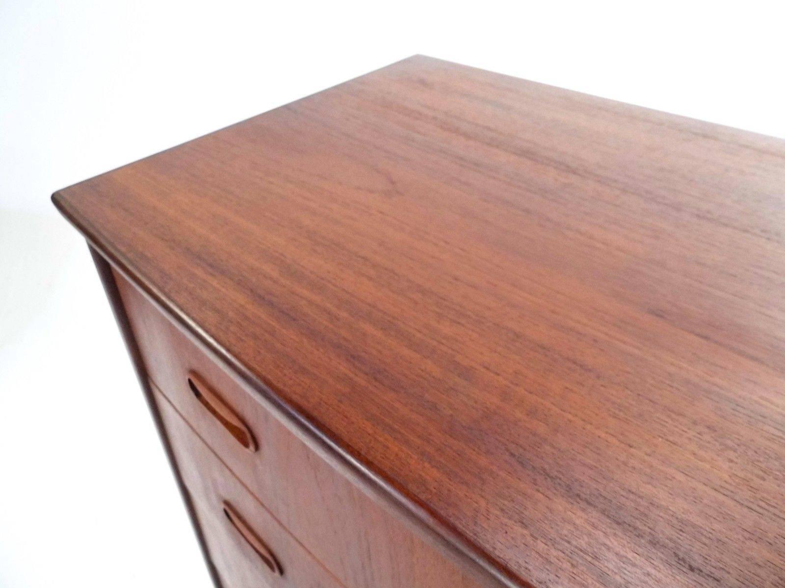 Danish Teak Bow Fronted Tallboy Chest of Drawers Midcentury, 1960s 4