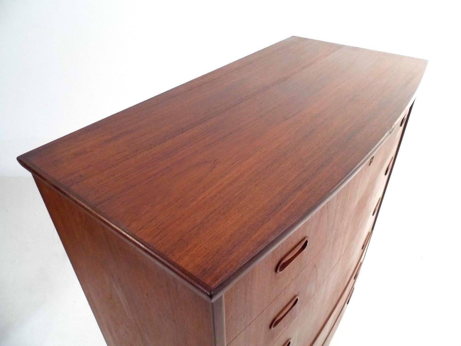 20th Century Danish Teak Bow Fronted Tallboy Chest of Drawers Midcentury, 1960s
