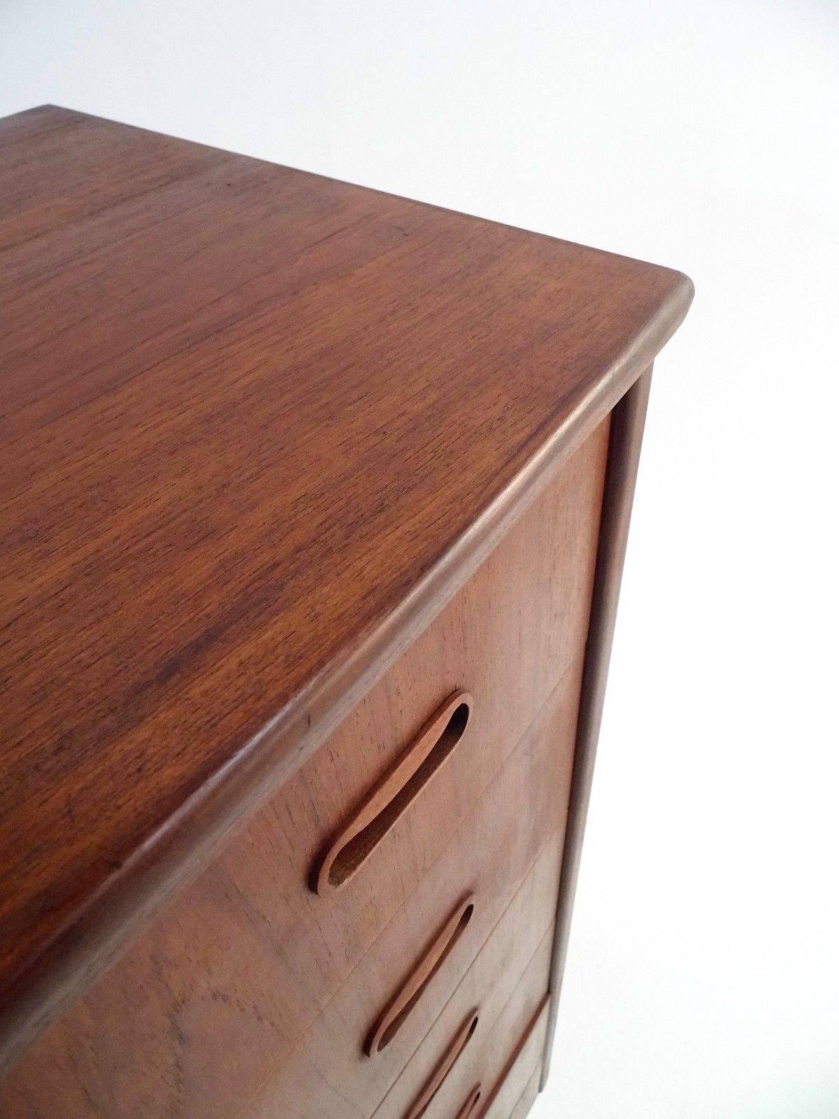 Danish Teak Bow Fronted Tallboy Chest of Drawers Midcentury, 1960s 1