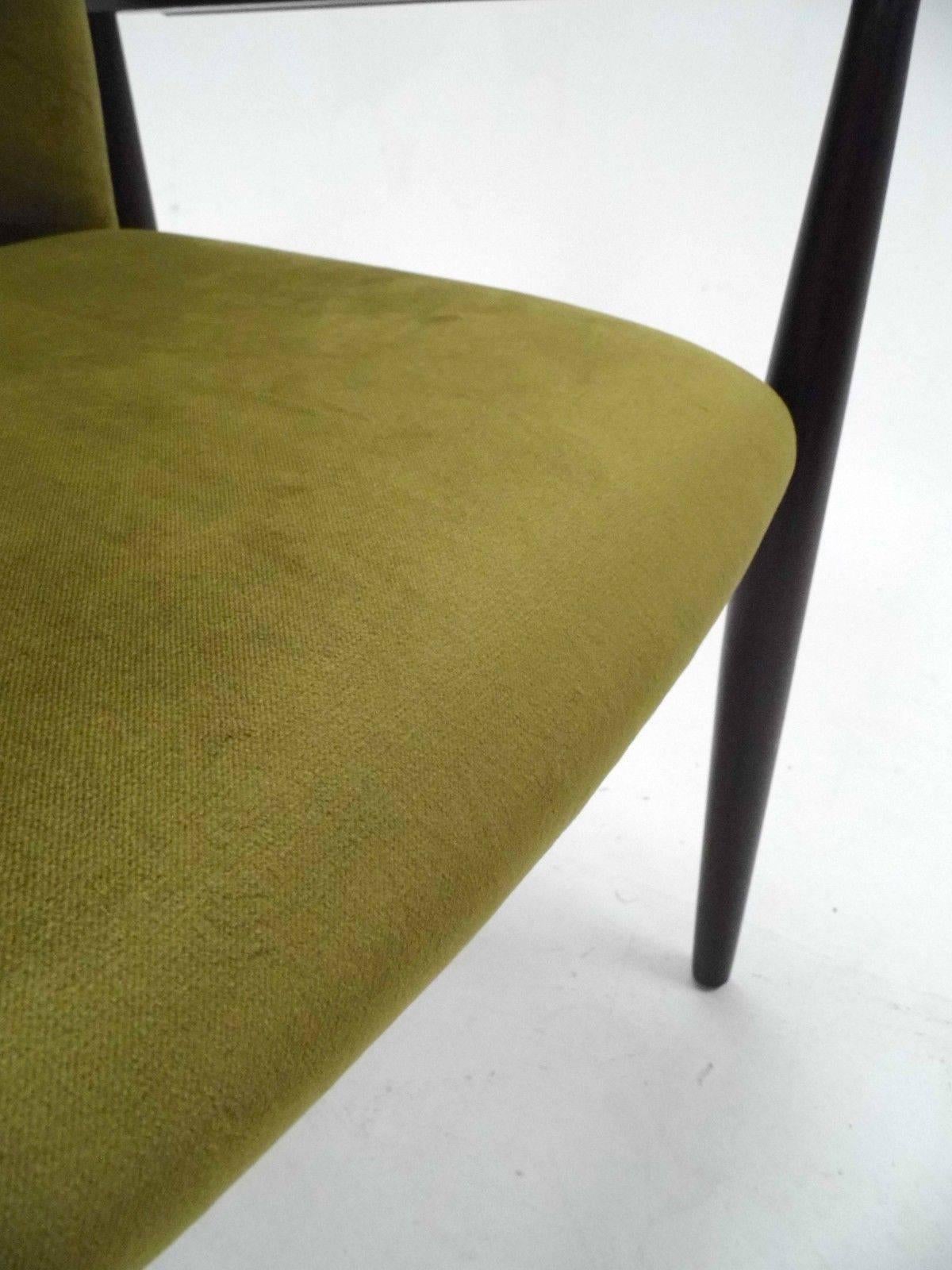 Danish Finn Juhl Mahogany & Green Velvet Desk Armchair Midcentury Chair, 1960s 2