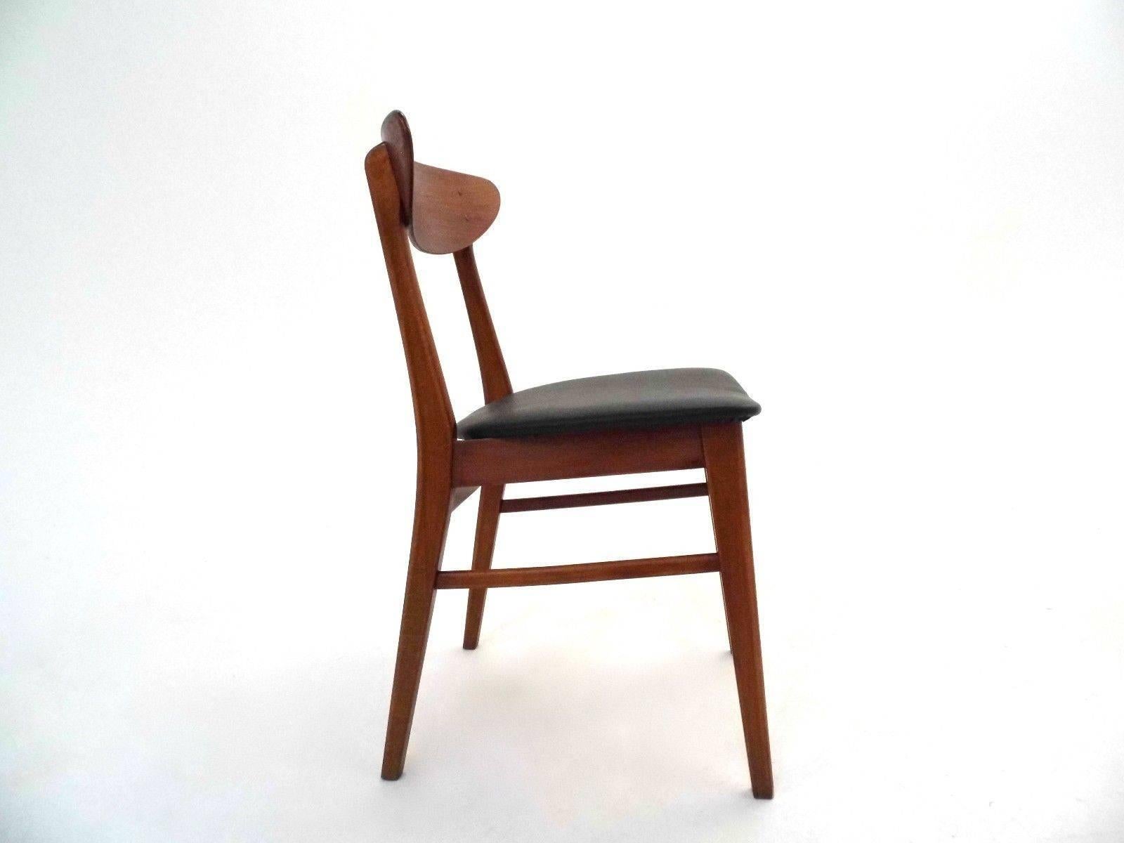 Set of Four Farstrup Teak and Beech Vinyl Dining Chairs Midcentury Chair, 1960s In Excellent Condition In London, GB