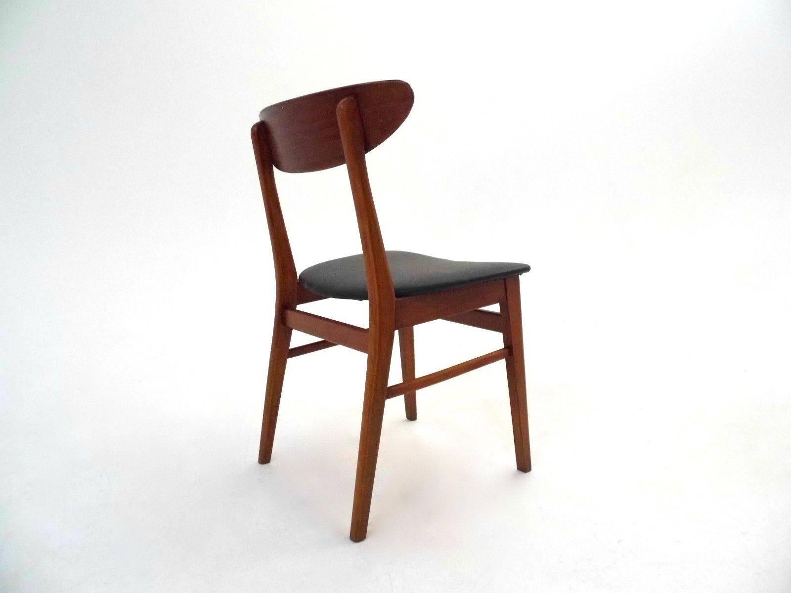 Set of Four Farstrup Teak and Beech Vinyl Dining Chairs Midcentury Chair, 1960s 2