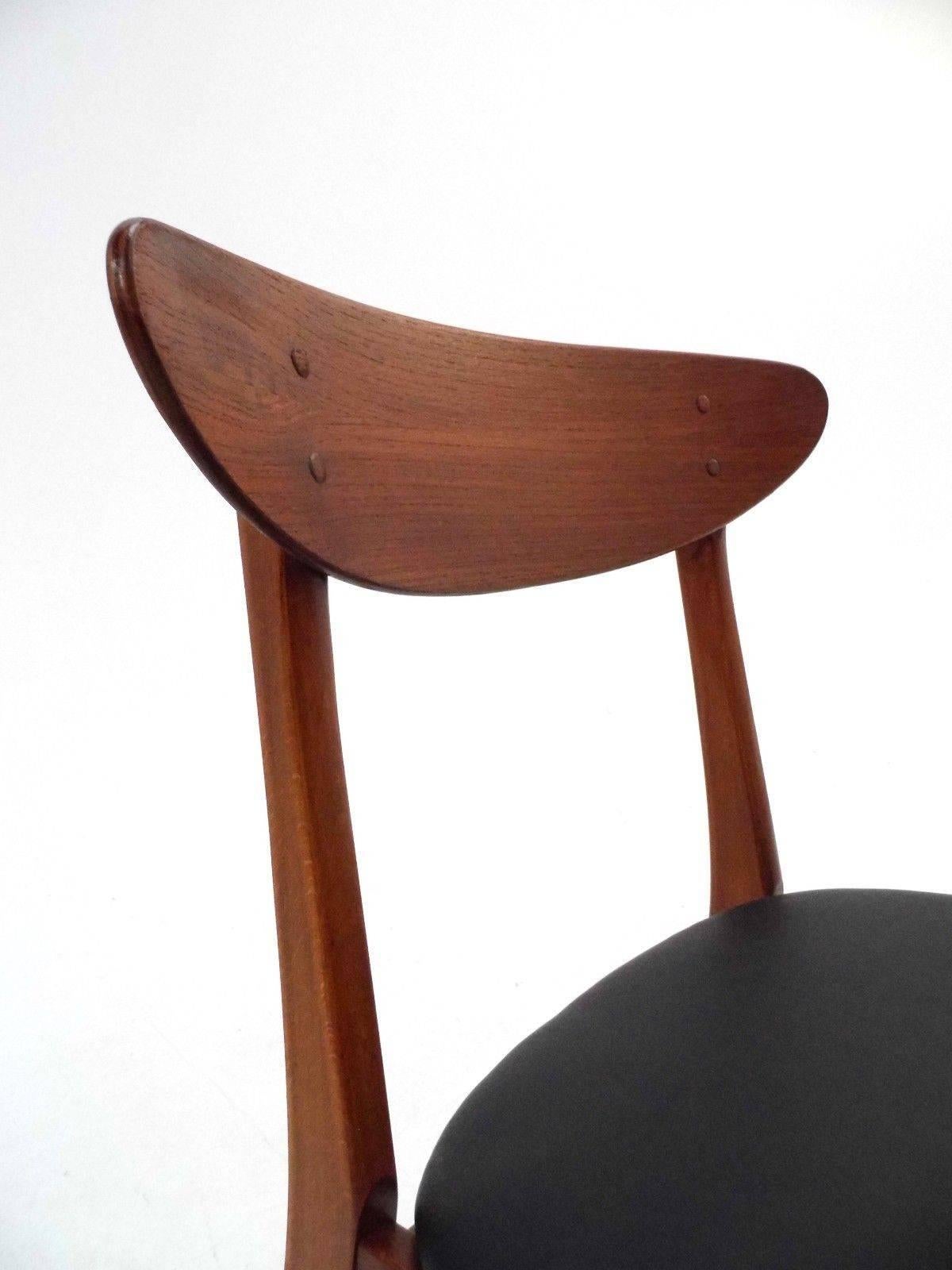 Danish Set of Four Farstrup Teak and Beech Vinyl Dining Chairs Midcentury Chair, 1960s