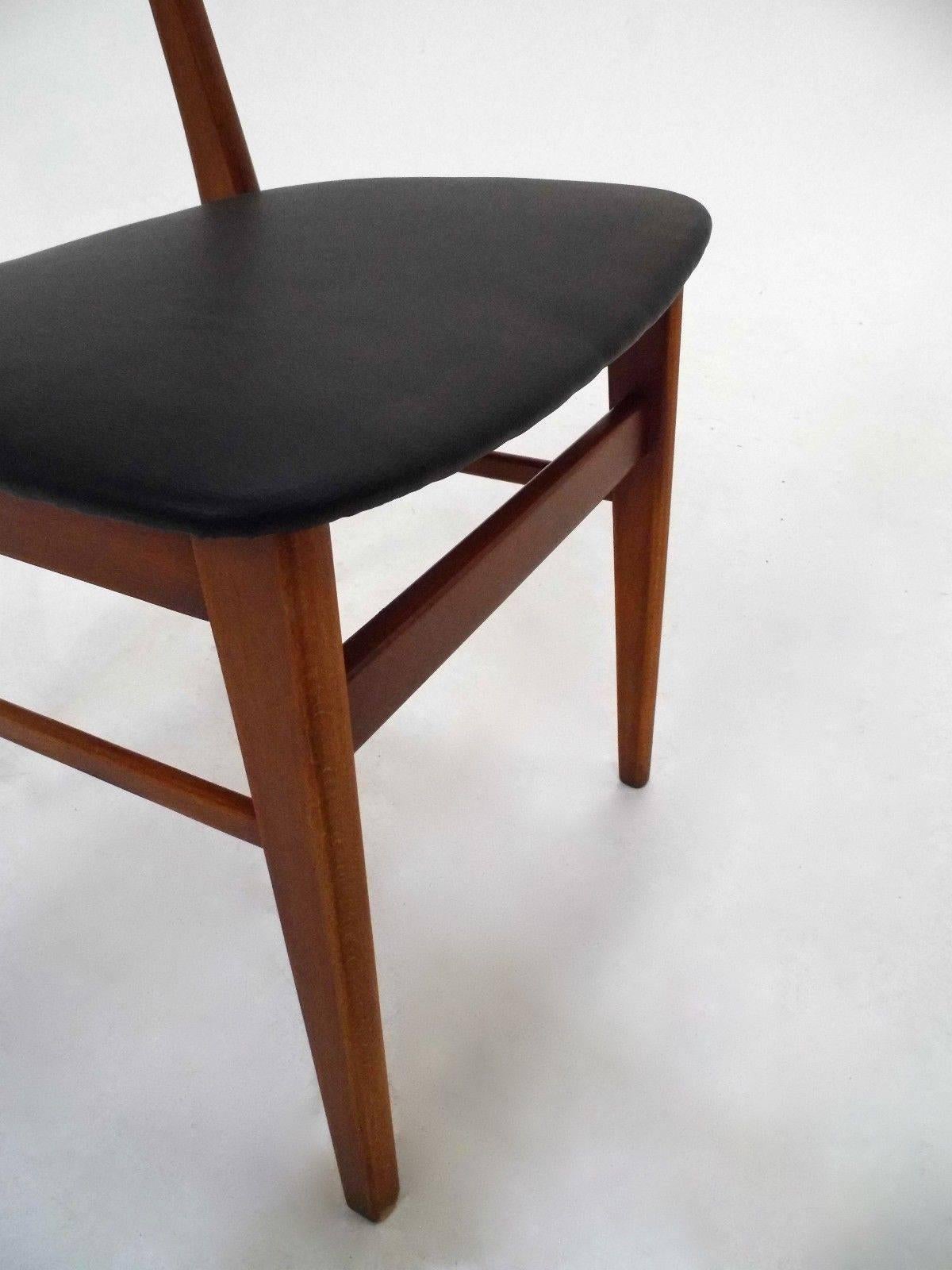 Wool Set of Four Farstrup Teak and Beech Vinyl Dining Chairs Midcentury Chair, 1960s