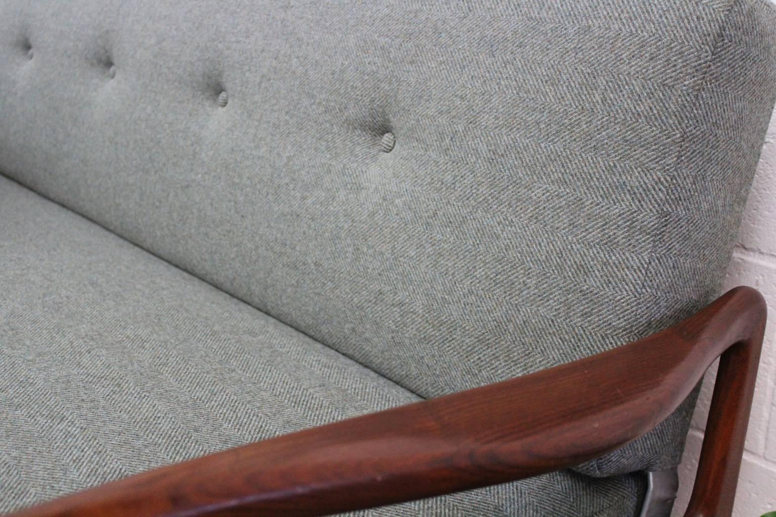 Greaves & Thomas Midcentury Sofa Bed with Teak Arms, Fully Restored in Wool 2