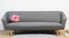 Danish Refurbished Midcentury Curved Three-Seat Sofa