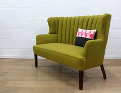 Early Midcentury High Back Two-Seat Sofa, Fully Restored