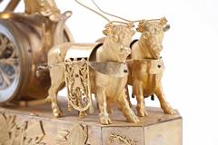 Chariot of Ceres Clock in Gilded Bronze