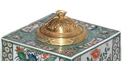 Early 19th Century Chinese Porcelain and Bronze Inkwell