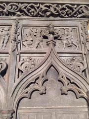 19th Century, Hand-Carved Neo Gothic Fireplace in Finely Carved Walnut