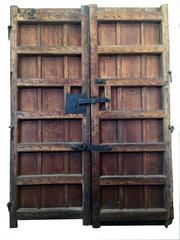 Very Decorative 19th Century Indian Hand-Carved, Hardwood Double Door