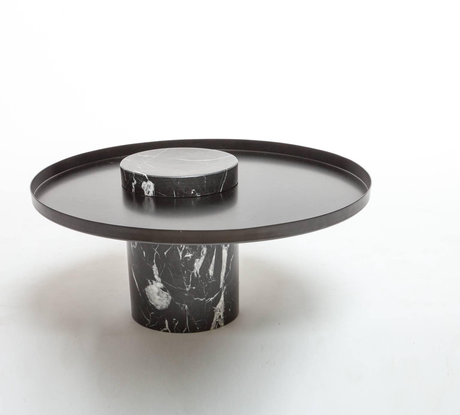 German Low Black Marble Table by La Chance