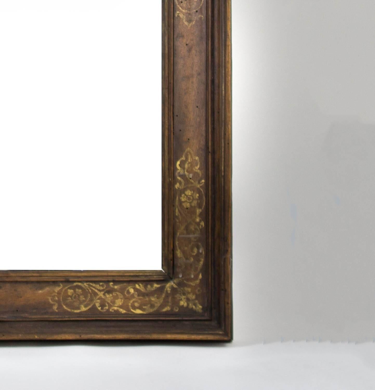 18th Century and Earlier 17th Century Italian Mirror with Gilded Floral Decoration For Sale