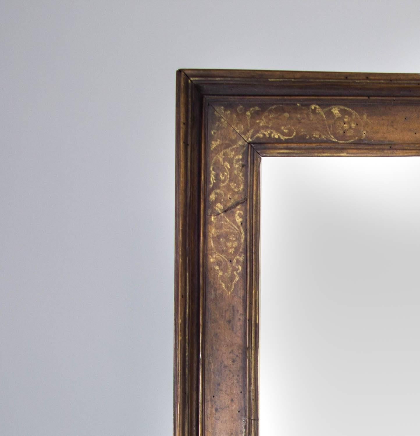 17th Century Italian Mirror with Gilded Floral Decoration For Sale 4