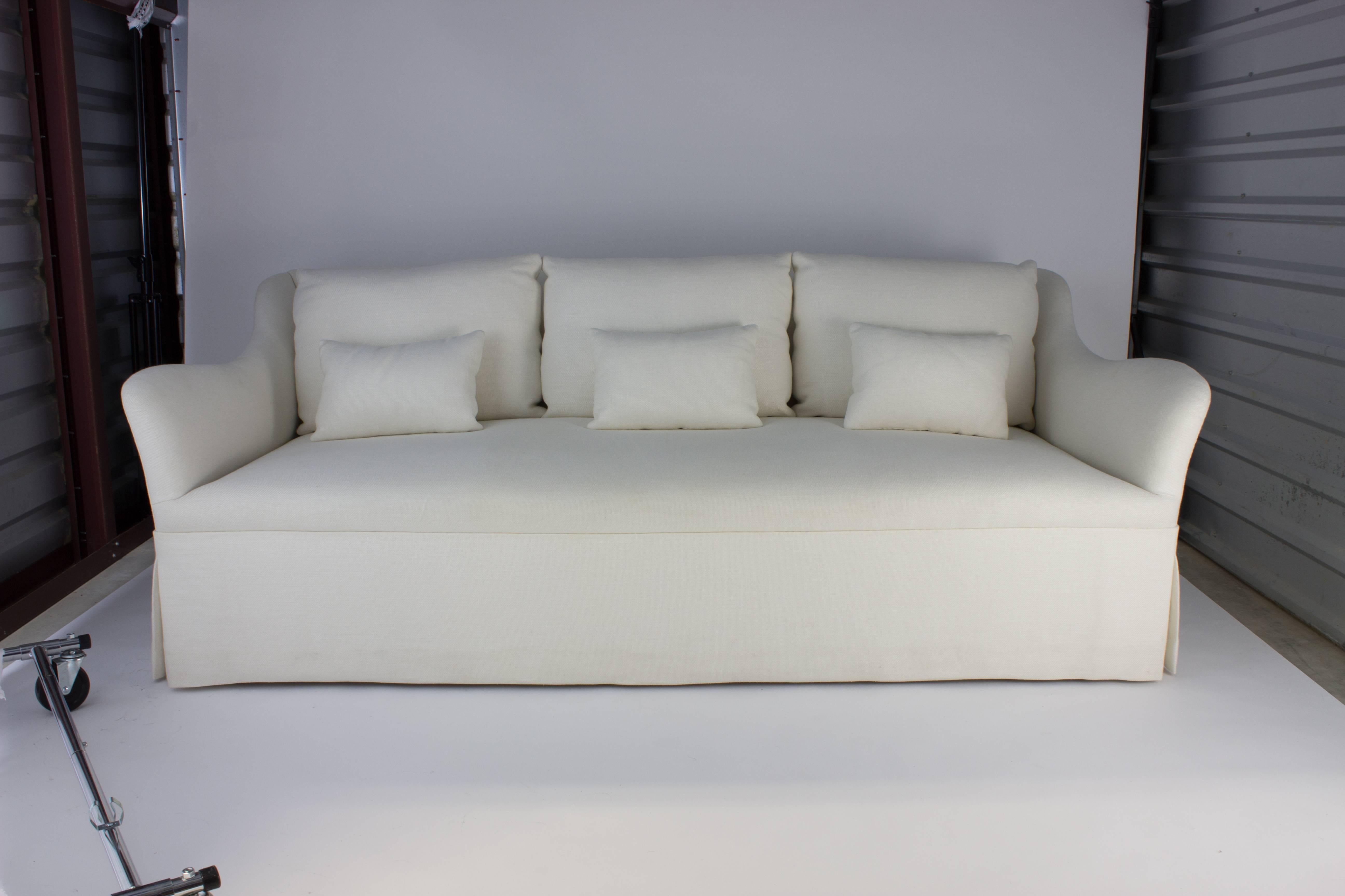 cream linen sofa