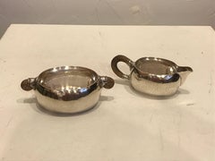 Early 20th Century Roelof Citroen Dutch Silver & Wood Cream & Sugar Servers