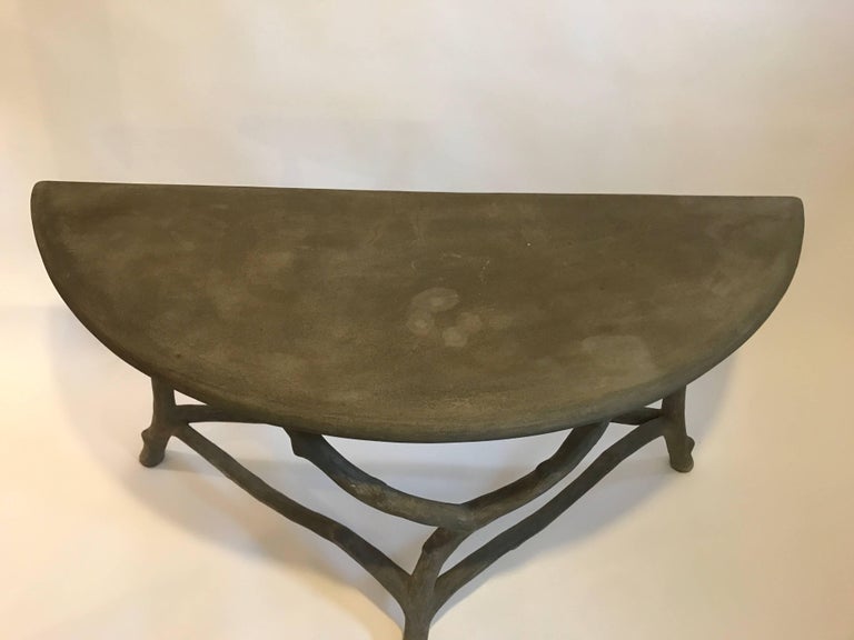 Concrete Faux Bois Demilune Console Table at 1stDibs