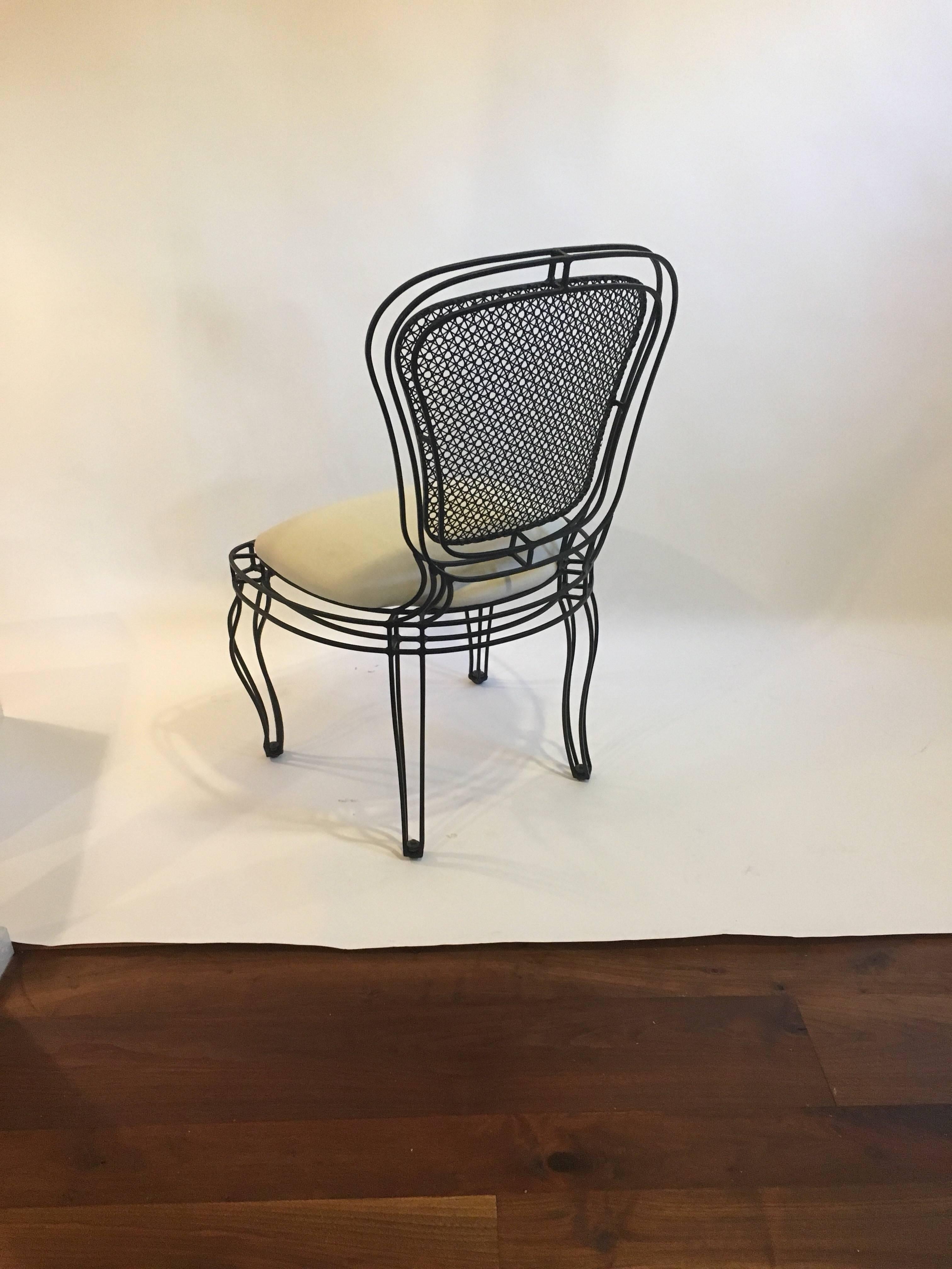 Powder-Coated Casamidy Black Powder Coated Iron Manchez Chairs For Sale