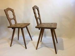 Pair of Early Pine Moravian Side Chairs, Pennsylvania, circa 1780