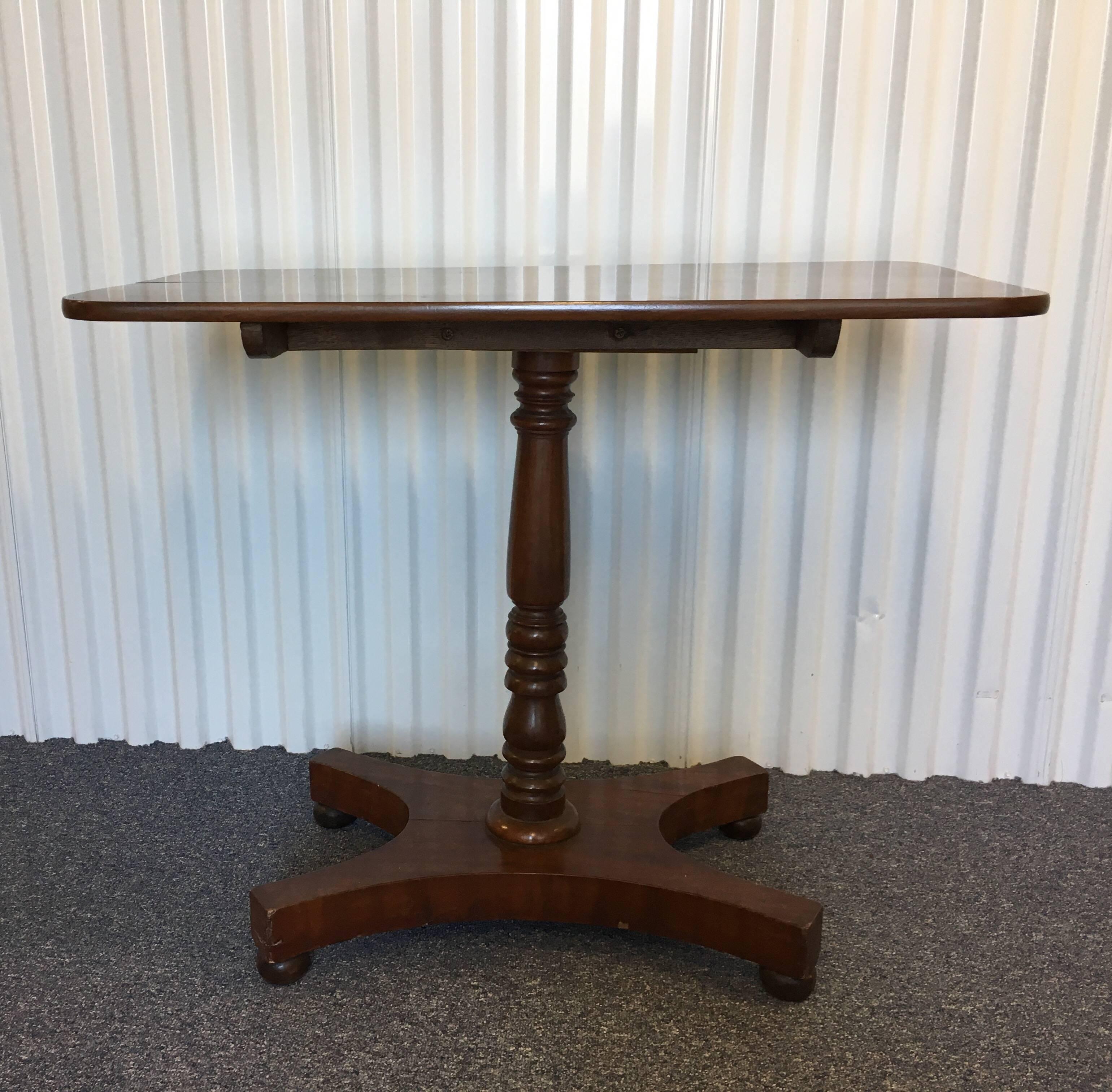 Late 19th Century Occasional or Console Table.  Turned pedestal base. 