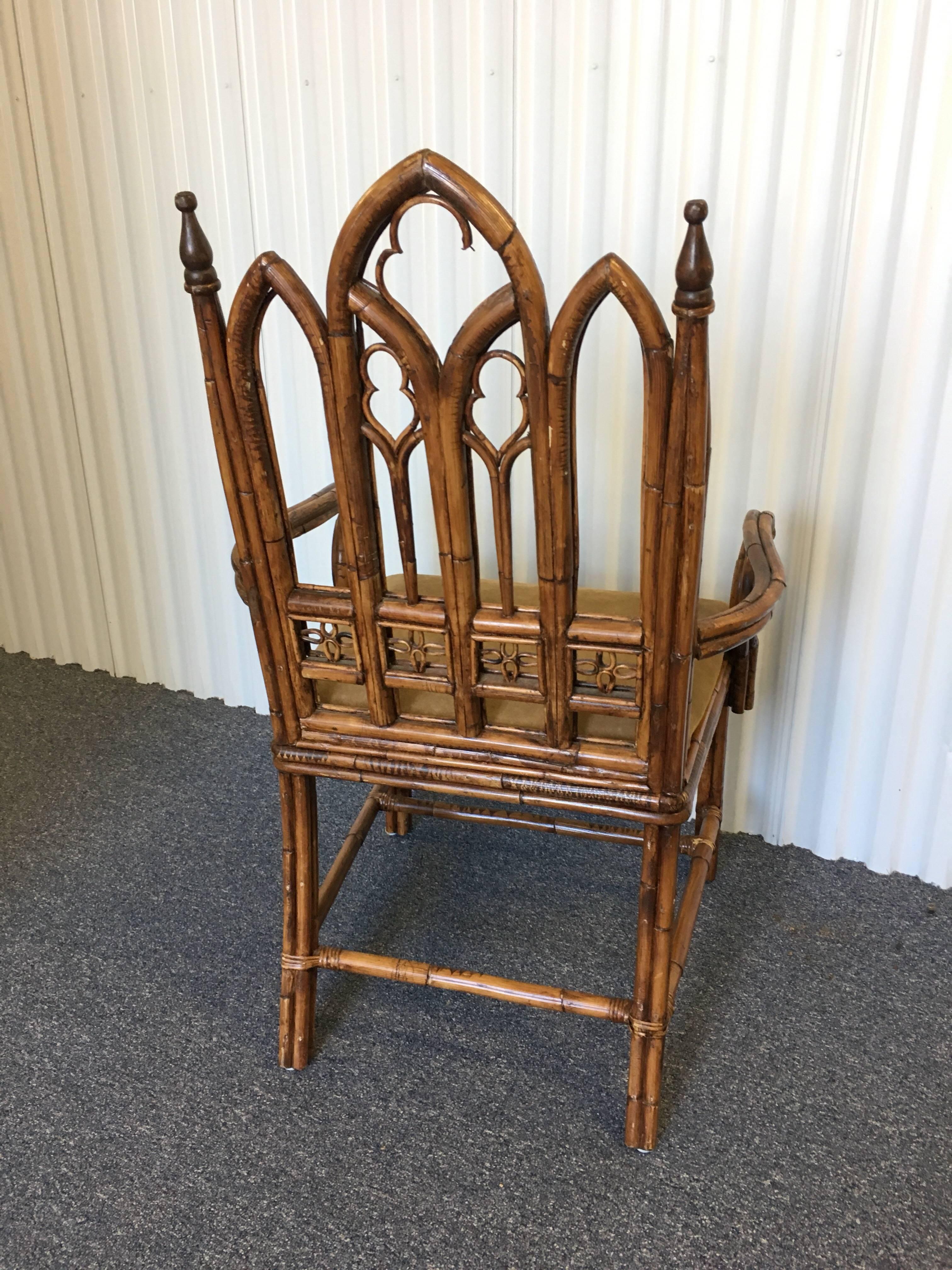 Gothic Revival Gothic Style Rattan Armchair