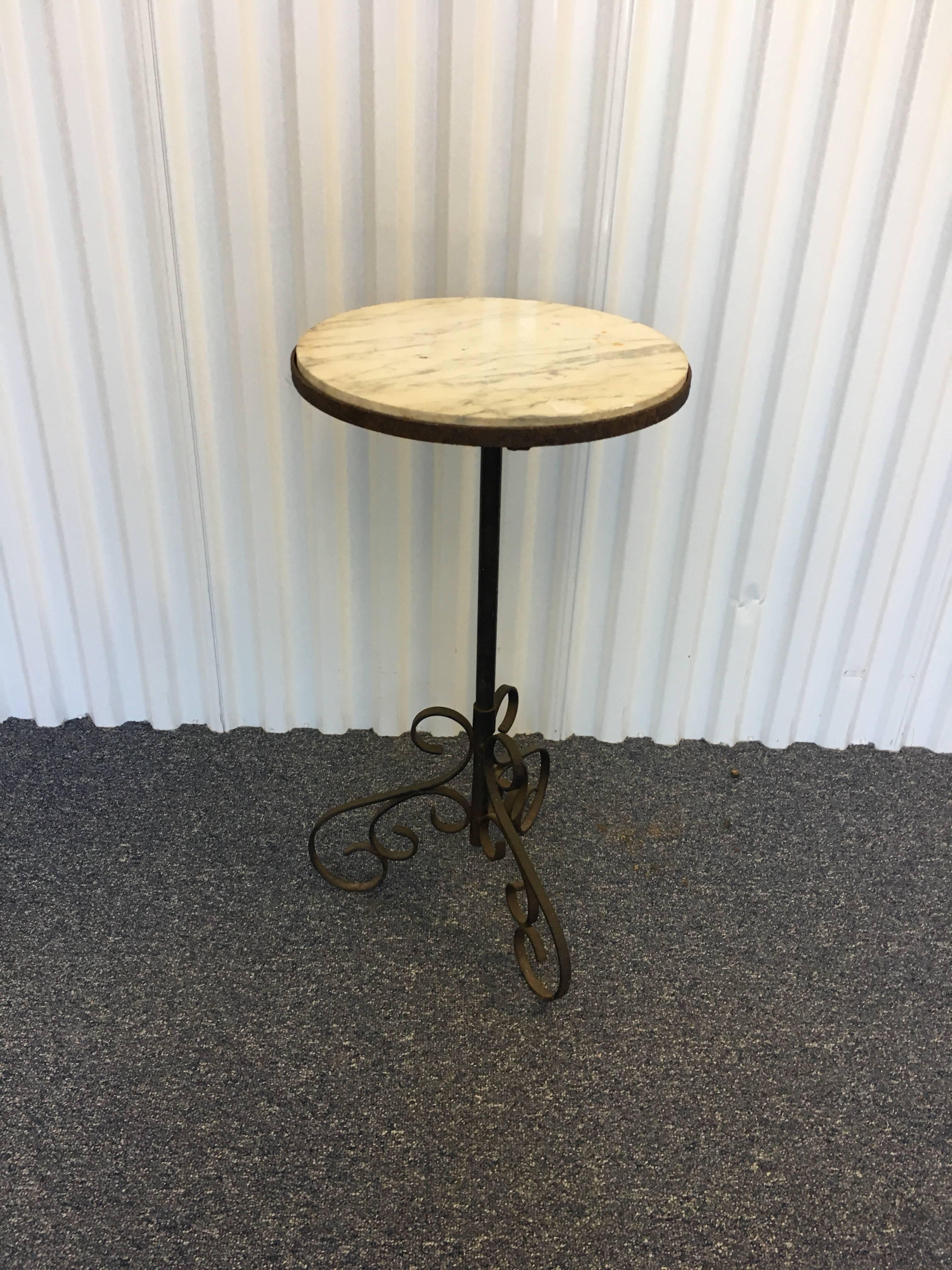 French 19th Century Iron and Marble-Top Table  In Excellent Condition In Southampton, NY