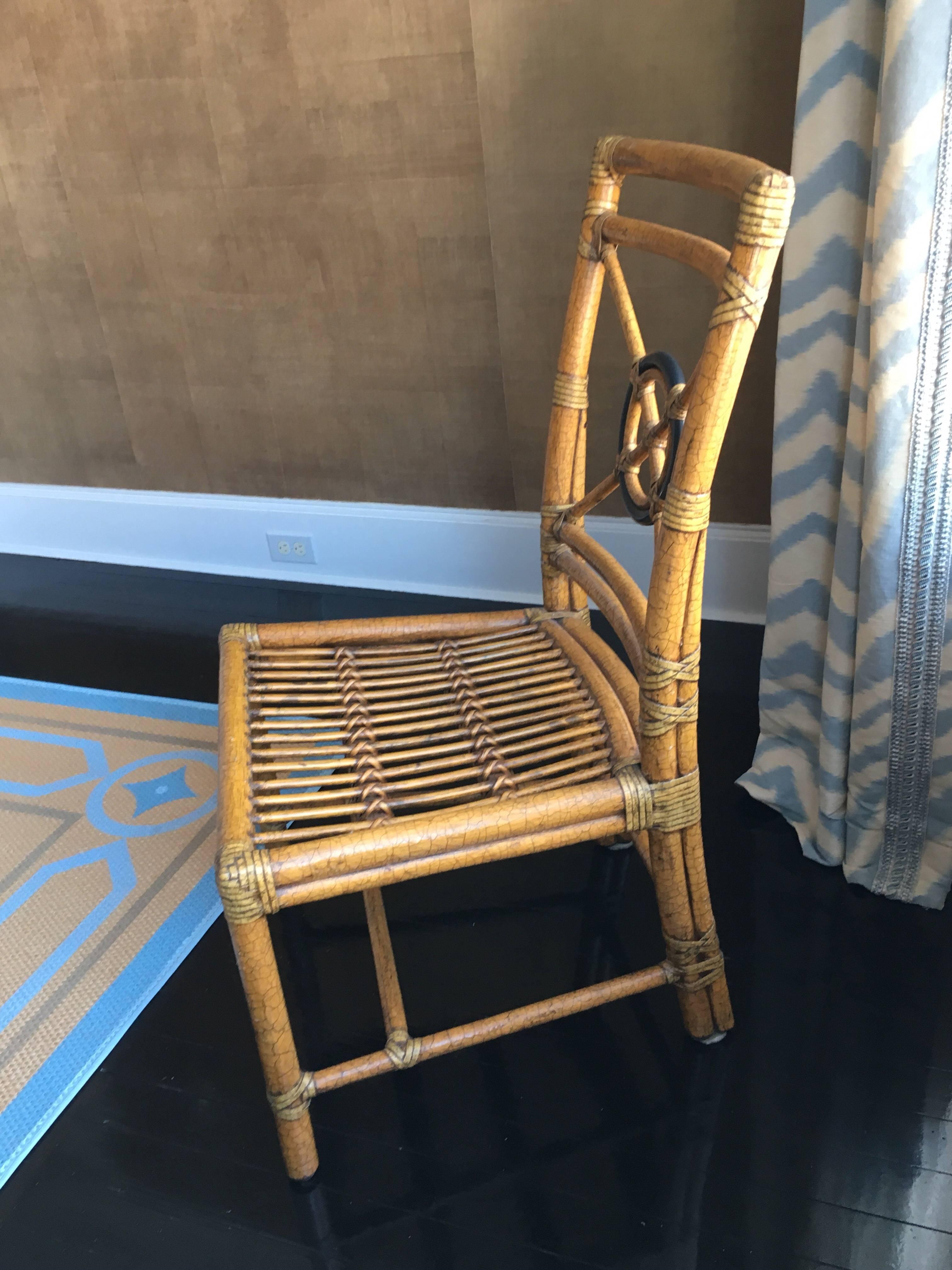 Set of Ten 'Target' Rattan Dining Chairs by McGuire 1