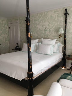 Black Painted and Parcel-Gilt King Size Four Poster Bed by Julia Gray