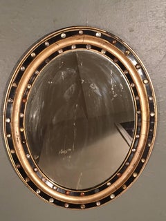 Regency Style Oval Mirror with Faceted Glass Studs, circa 1890
