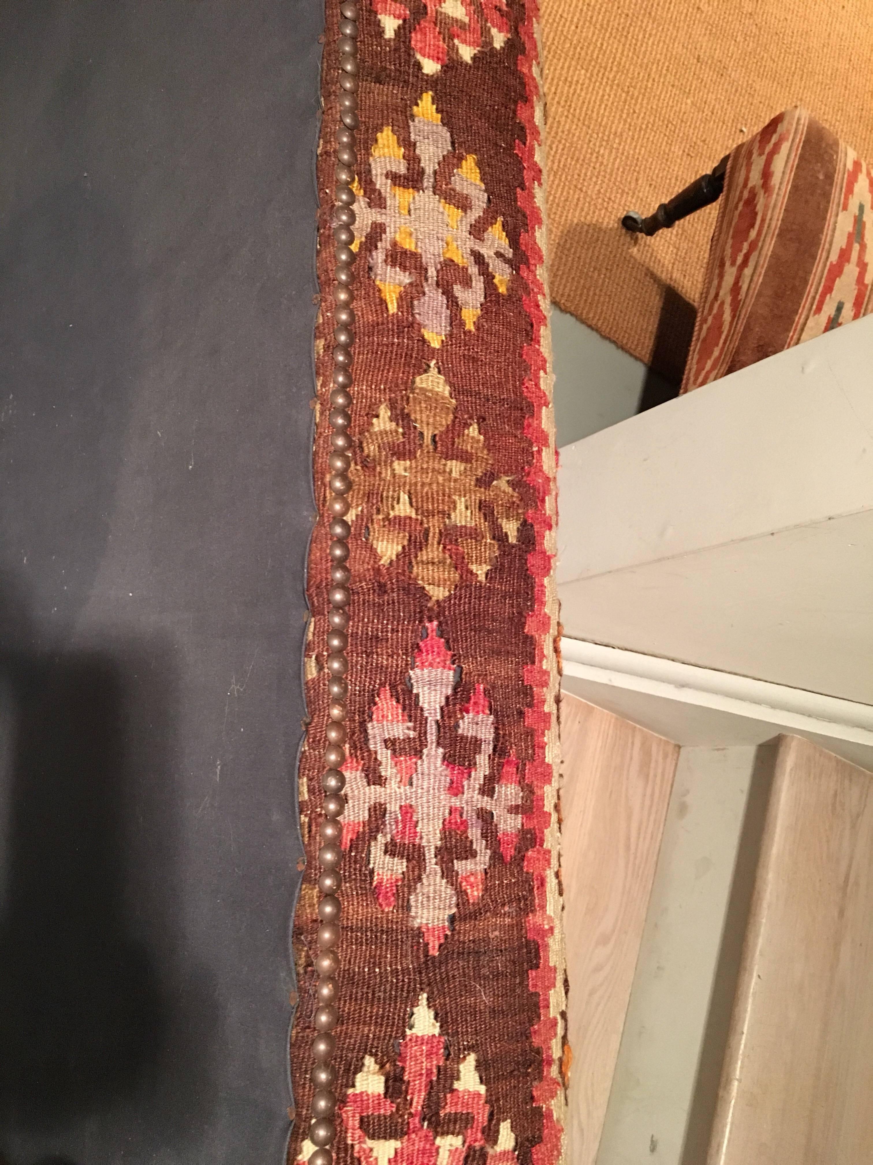 British Kilim Upholstered Rectangular Ottoman