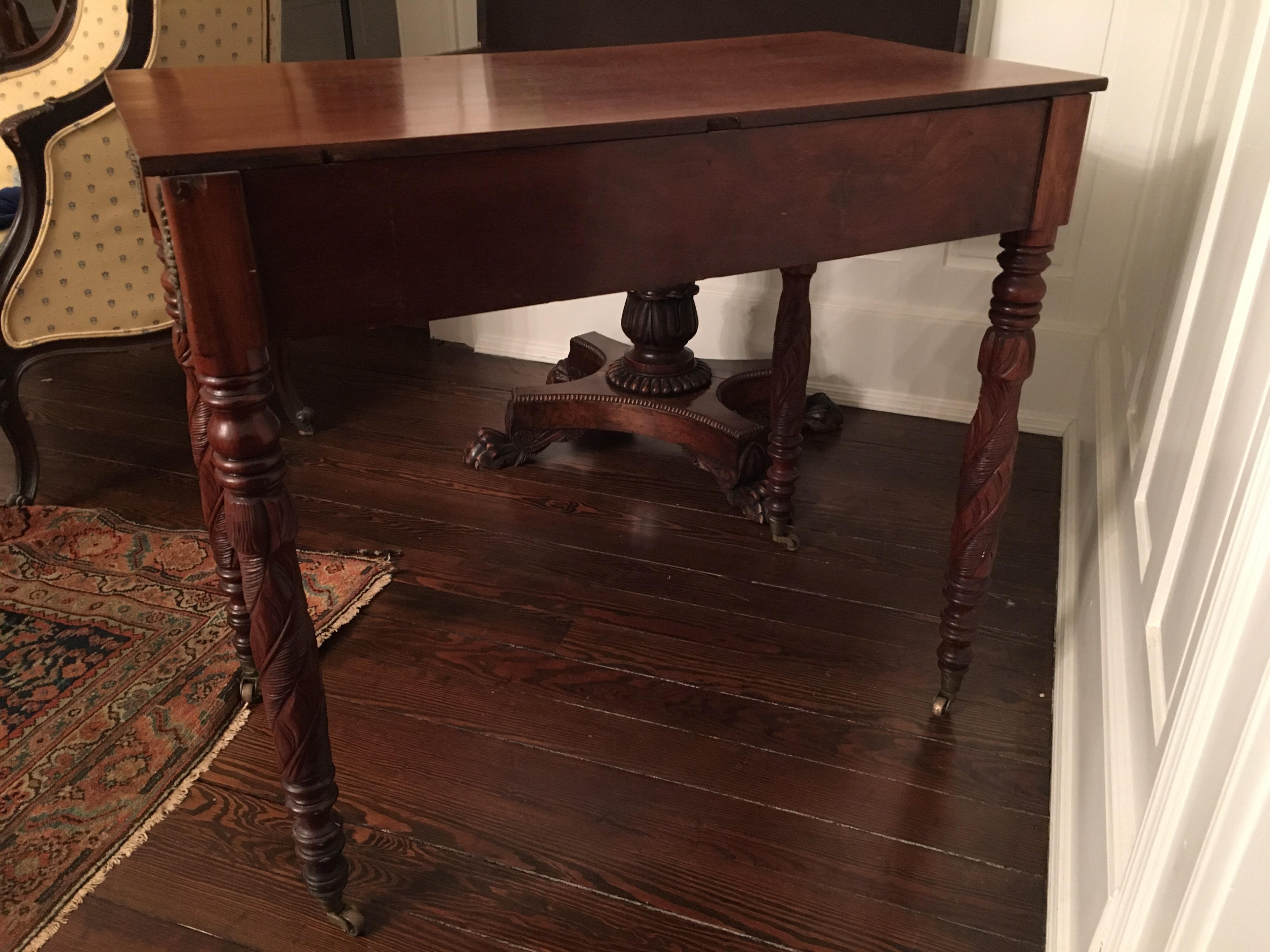 American Empire Writing Table with Carved Acanthus Legs, circa 1840 For Sale 7