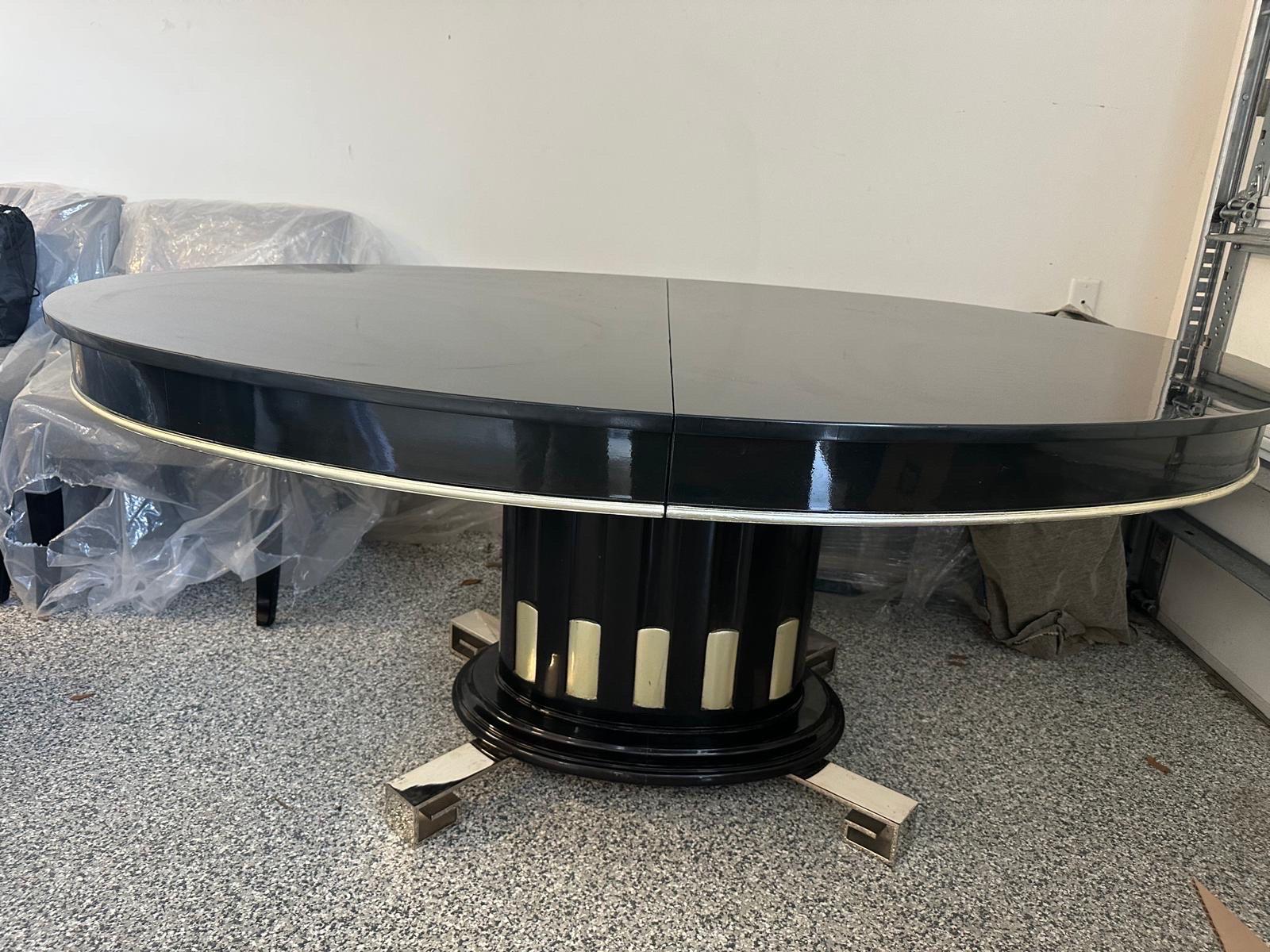 Art Deco Revival Ebonized Dining Table by Renzo Rutili for Johnson Furniture For Sale 5