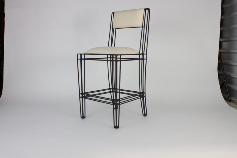 Black PowderCoated Indoor or Outdoor Wrought Iron Counter Stools by Casamidy at 1stDibs