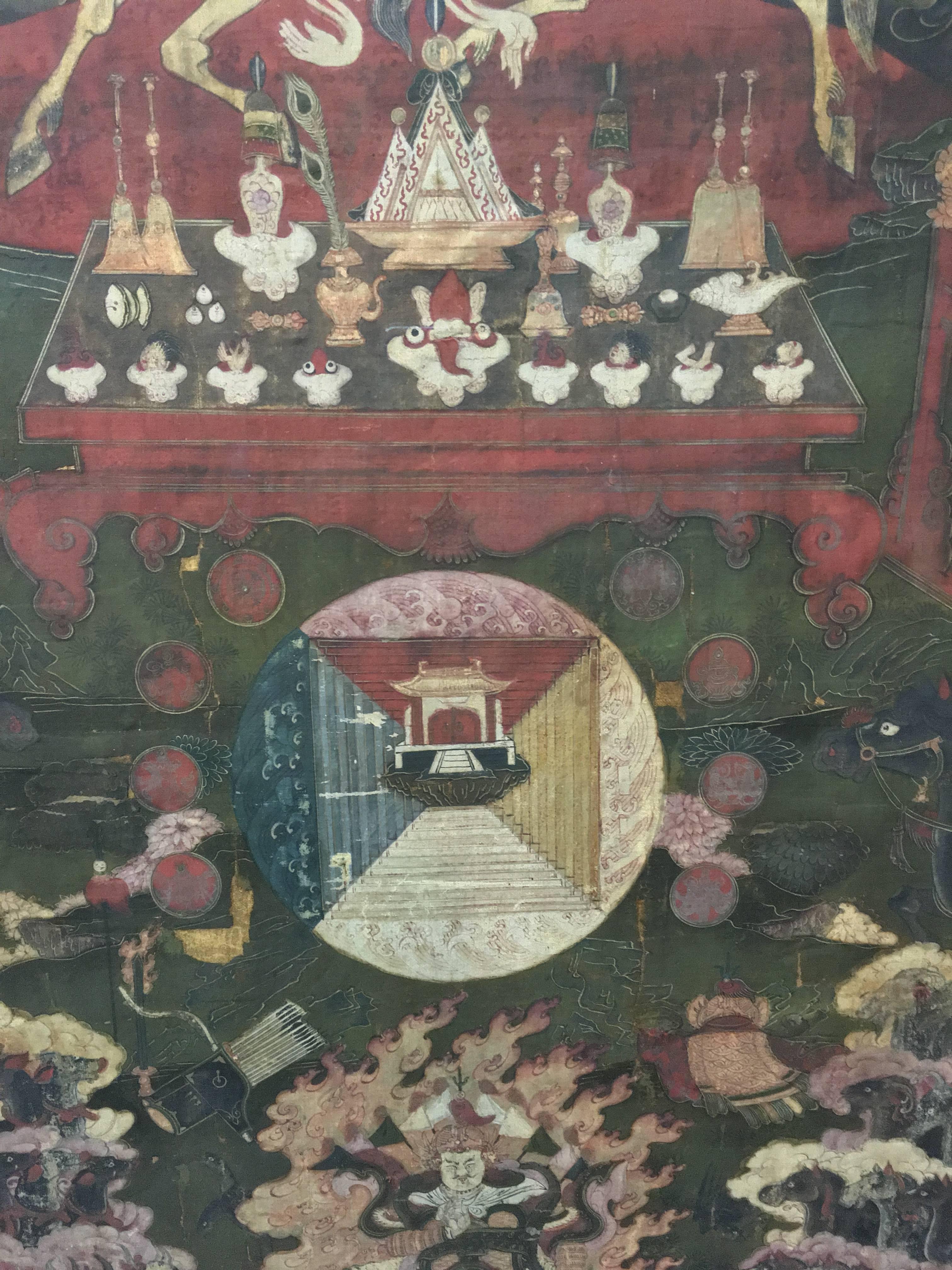 18th Century Tibetan Thangka Depicting Shri Devi Magzor Gyalmo In Good Condition In Southampton, NY