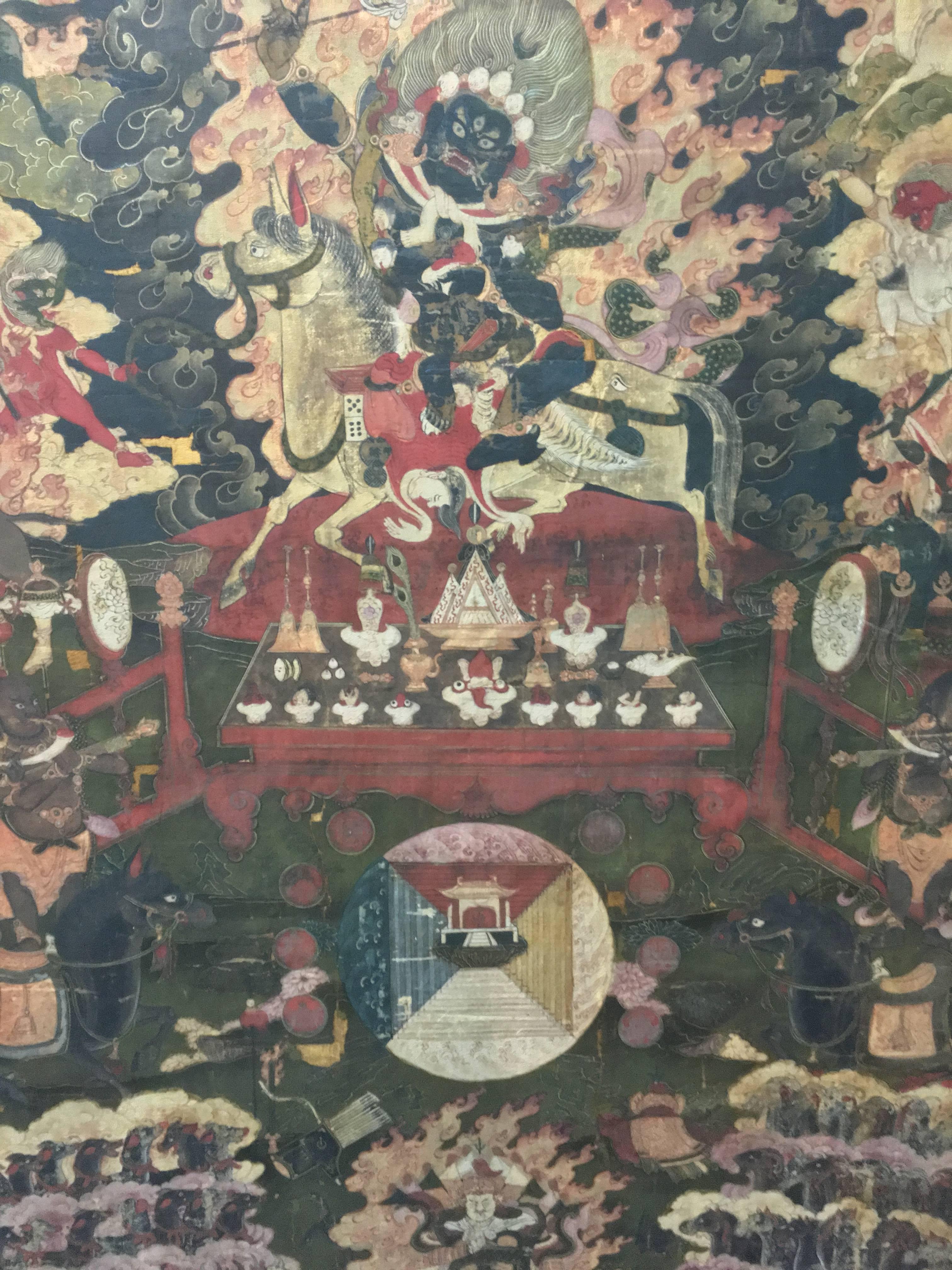 18th Century and Earlier 18th Century Tibetan Thangka Depicting Shri Devi Magzor Gyalmo