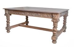 19th Century Renaissance Revival Carved Solid Oak Dining Table