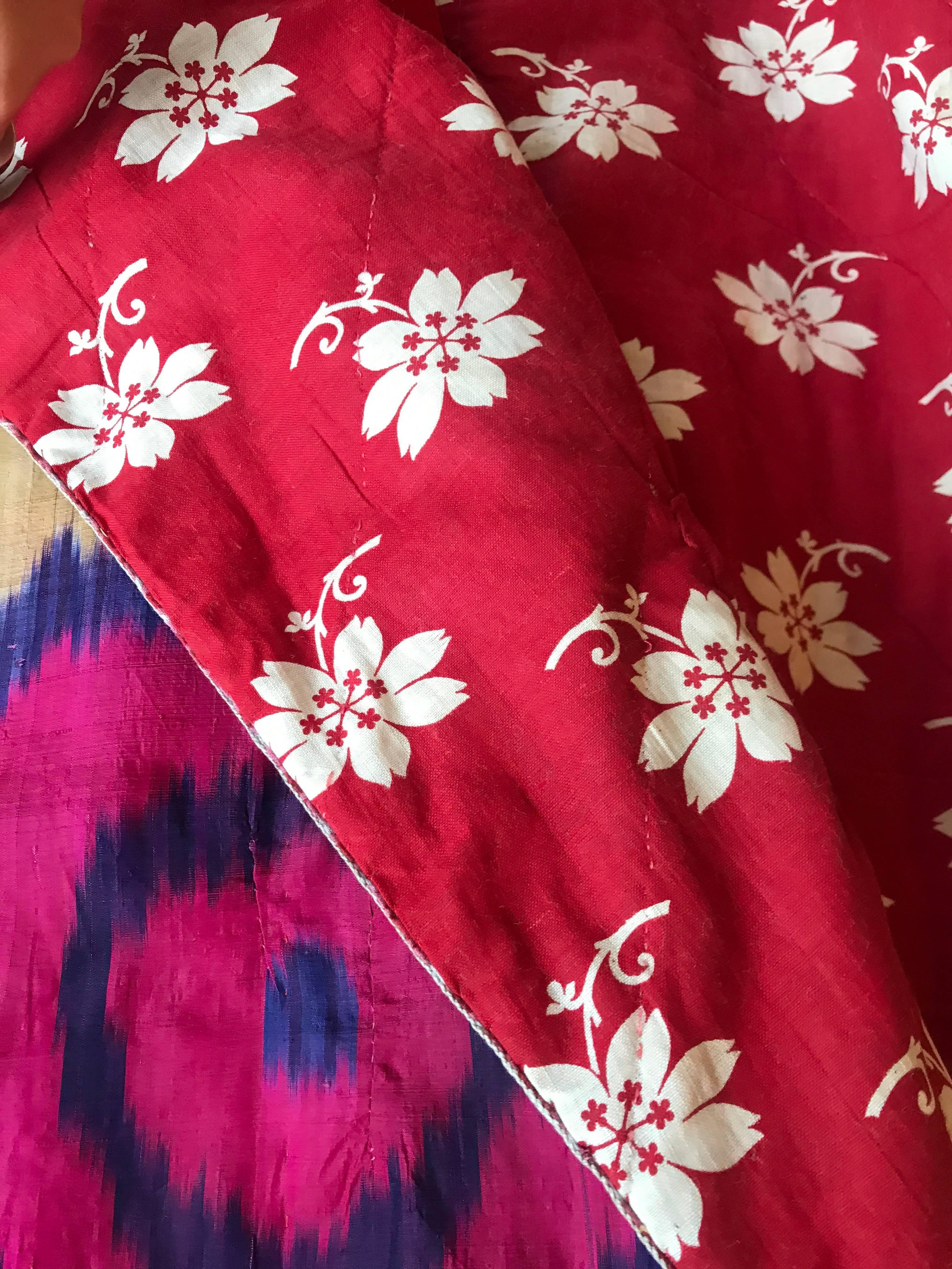 Cotton 19th Century Antique Silk Ikat Throw For Sale