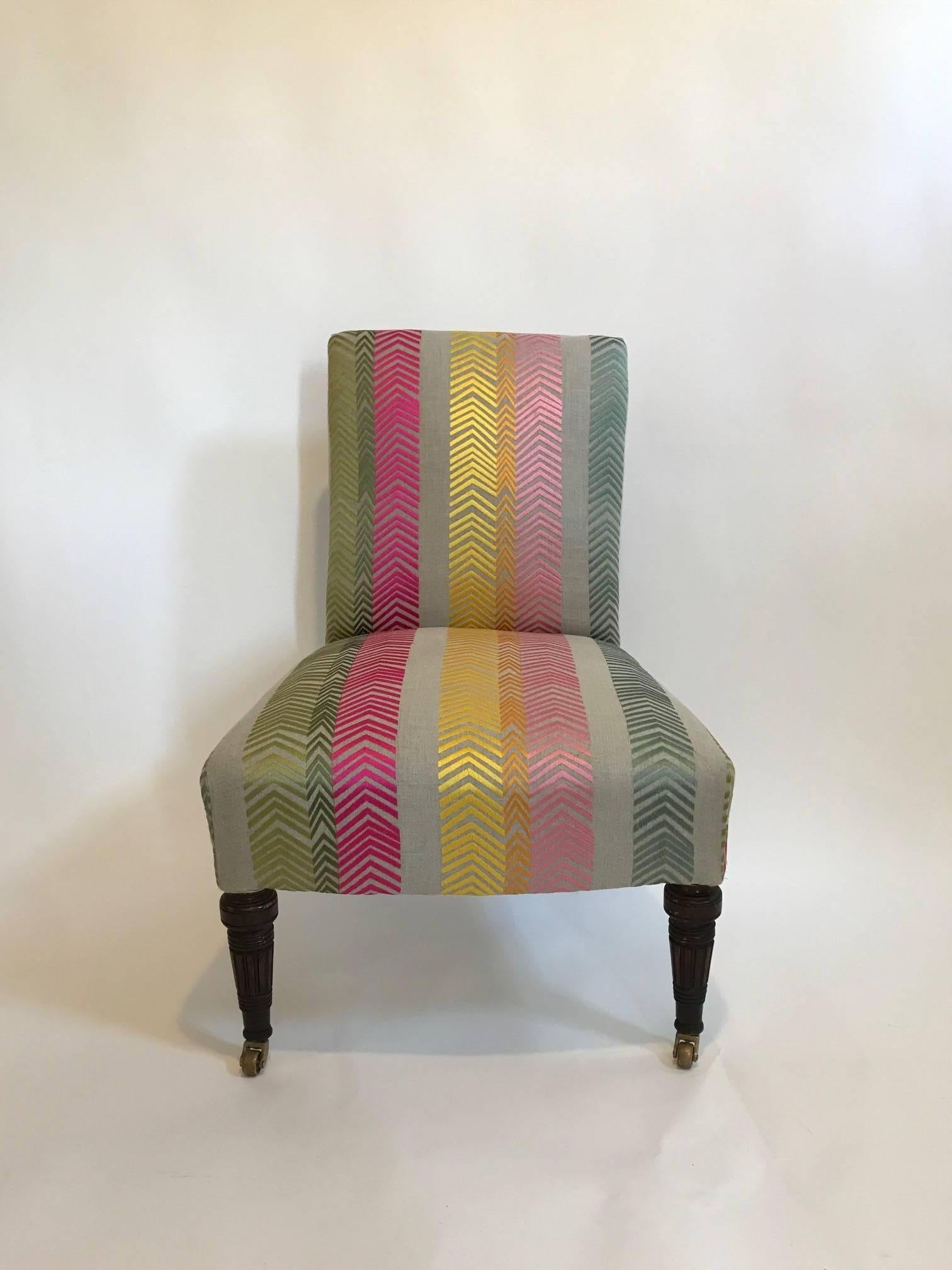 Fabric Early 20th Century English Square Back Side Chair For Sale