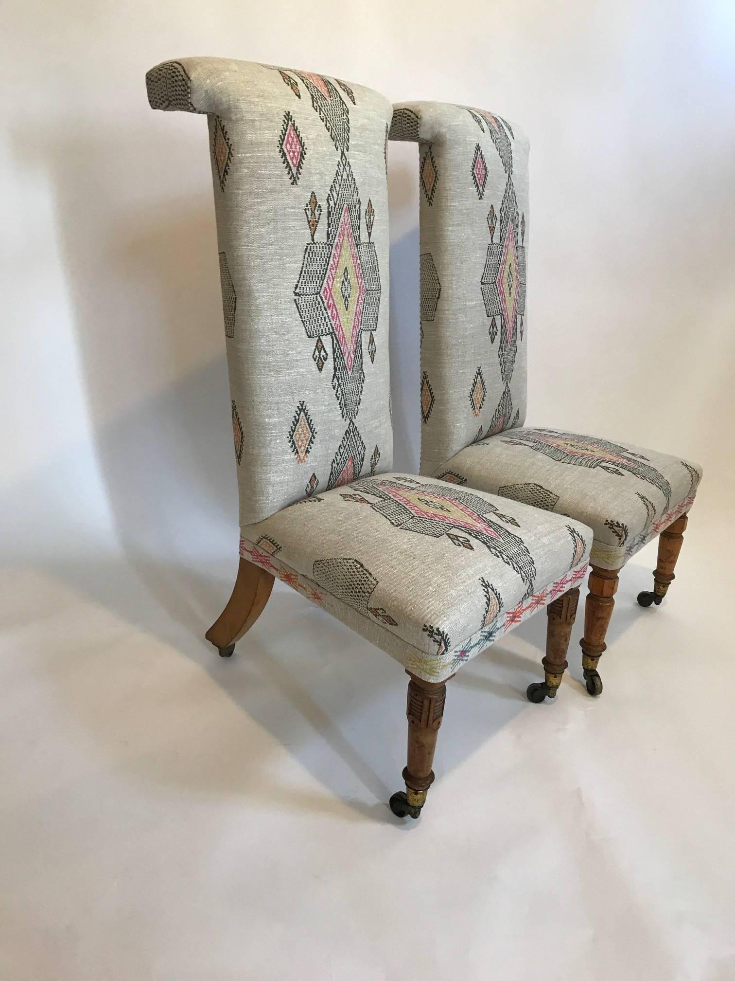 20th Century, English Victorian Tall Back Nursing Chairs In Excellent Condition In Southampton, NY