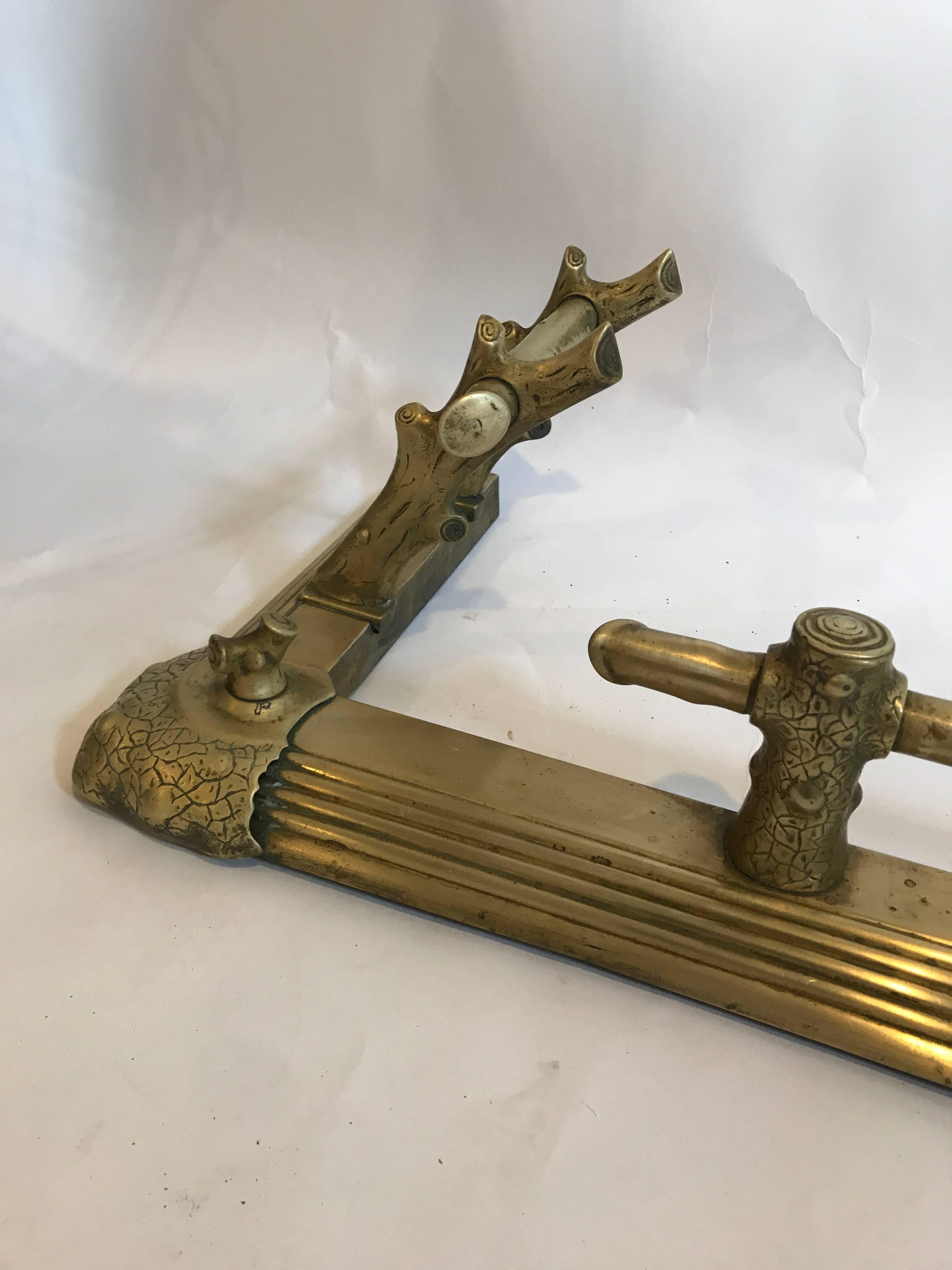 Great Britain (UK) Late 19th Century English Brass Fender with Branch Motif For Sale