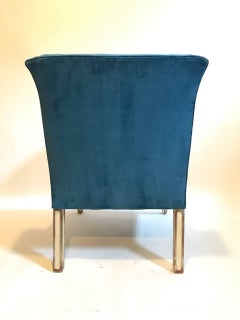 Pair of Custom Blue Velvet Upholstered Chairs