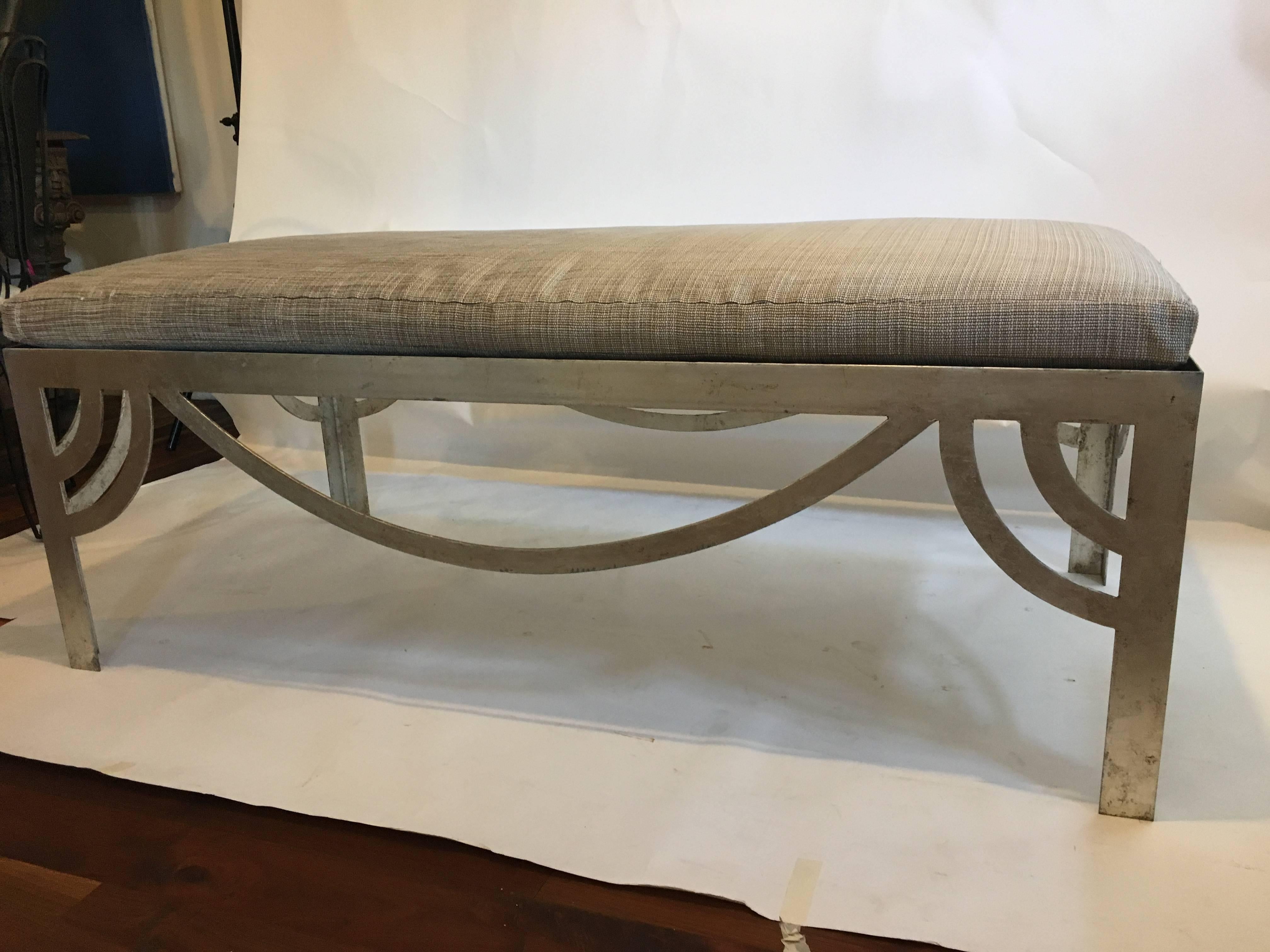 Mexican Casamidy Ixelles Bench in Silverleaf Finish For Sale