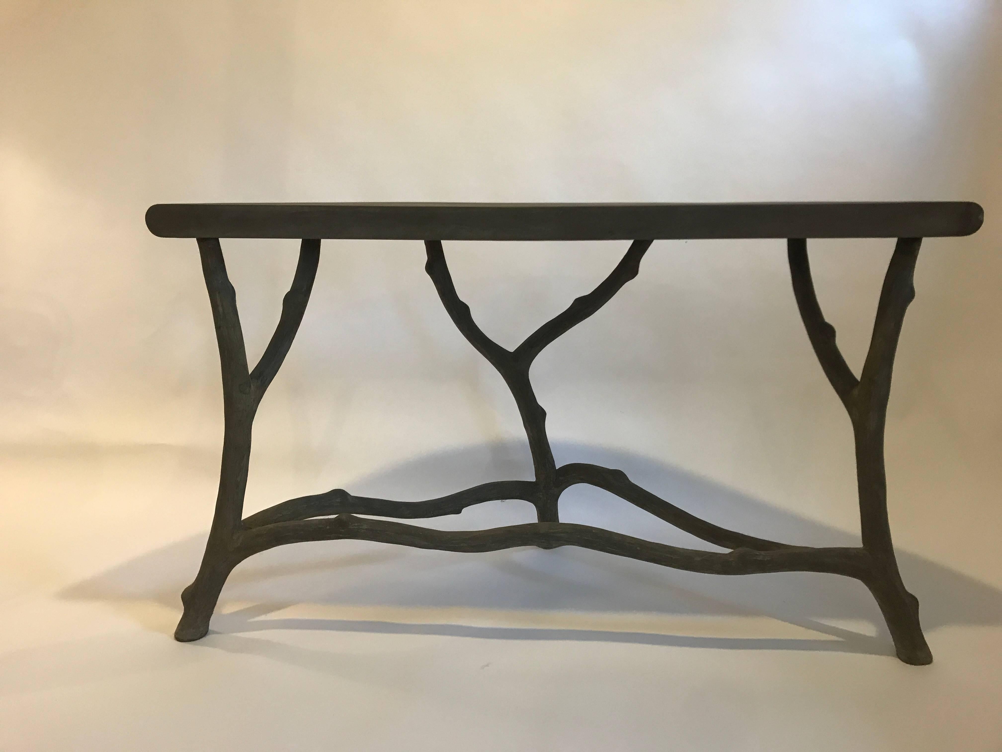 American Concrete Faux Bois Demilune Console Table