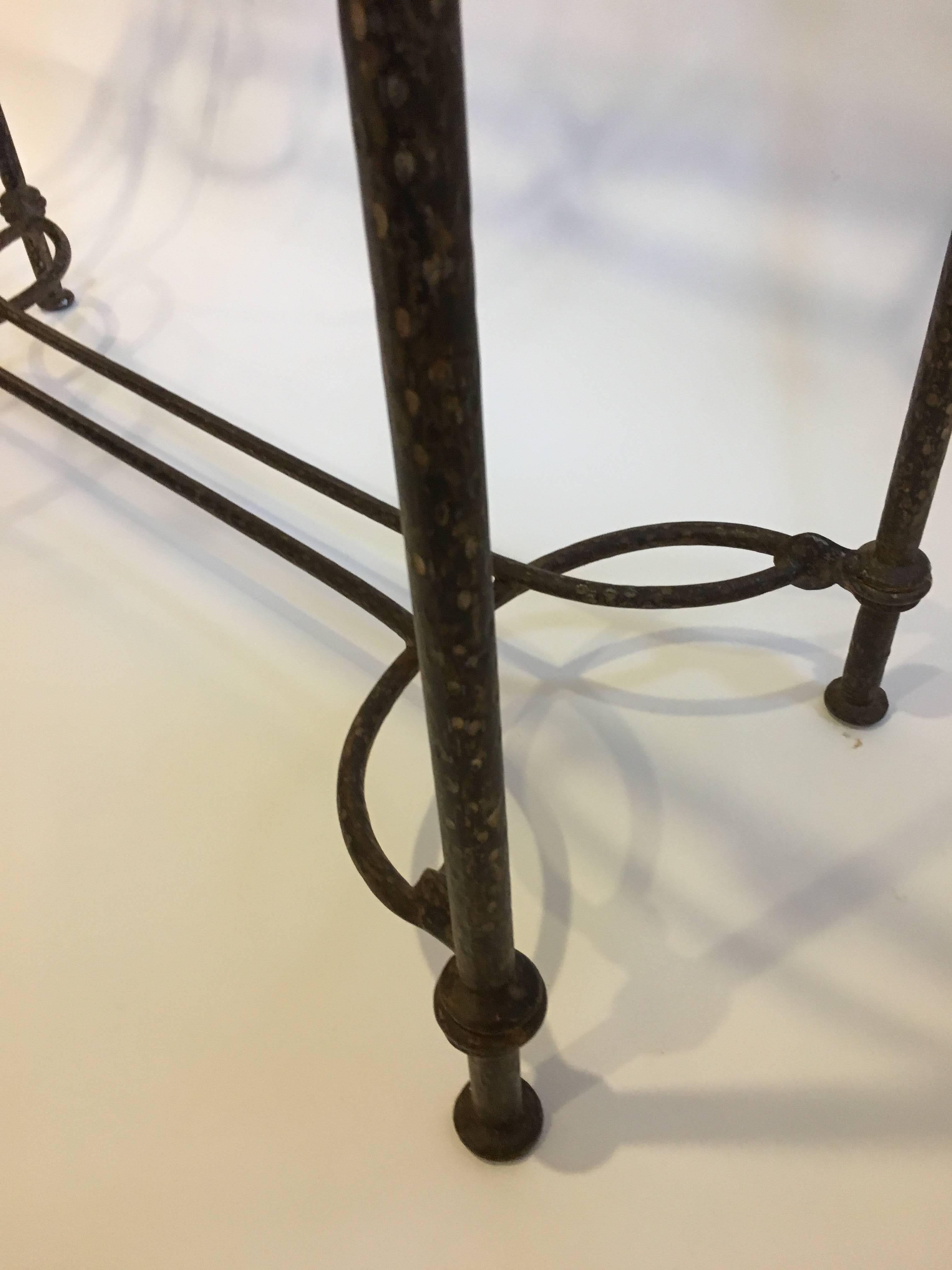 Glass Wrought Iron Console Table